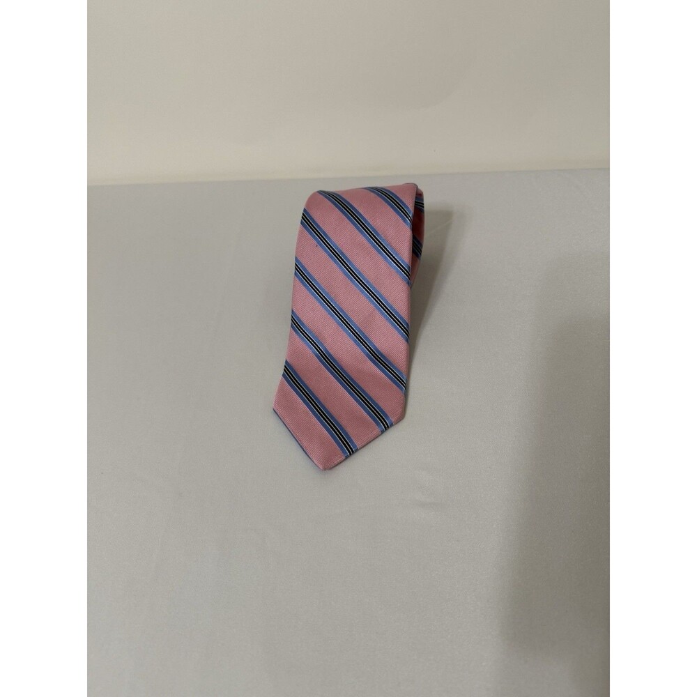 Brooks Brothers Irregular Tie Men's Pink Stripe Silk Necktie Handmade In USA
